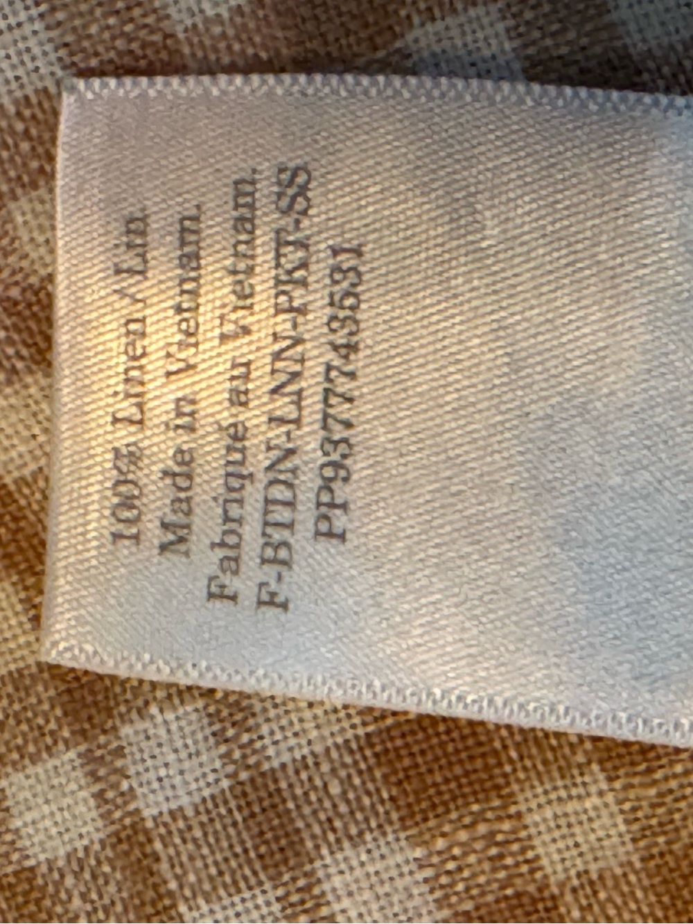 Everlane Linen Short-Sleeve Checked Button-Up Top - Tan White small - Picture 8 of 8